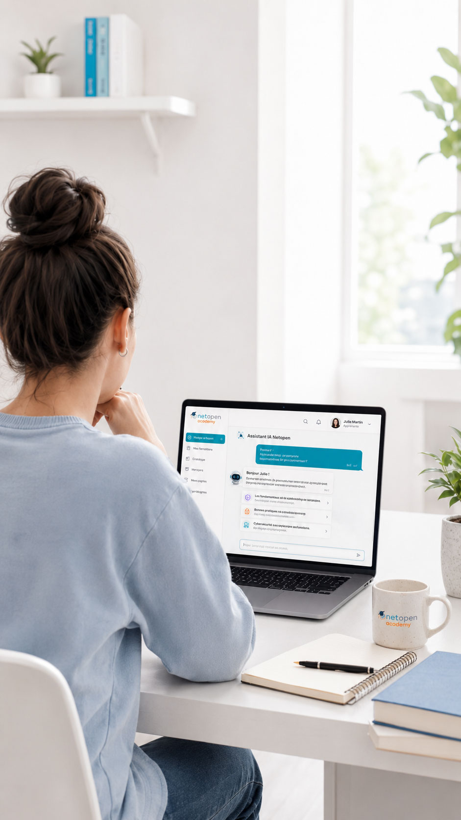 apprenant_chatbot_elearning Un apprenant discute avec un chatbot